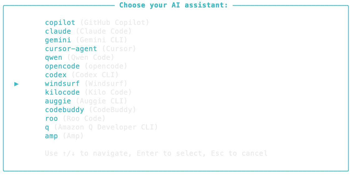 Spec Kit 初始化项目时选择 AI 助手