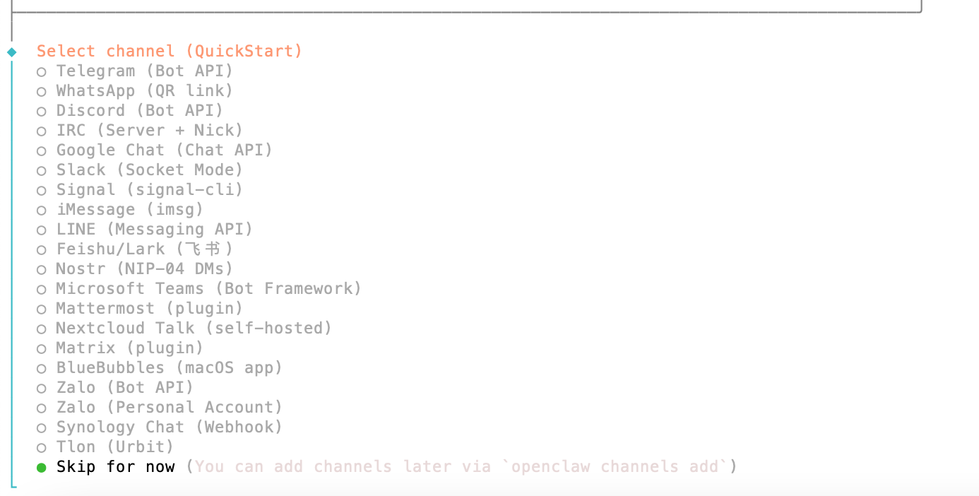 OpenClaw Channel 选择