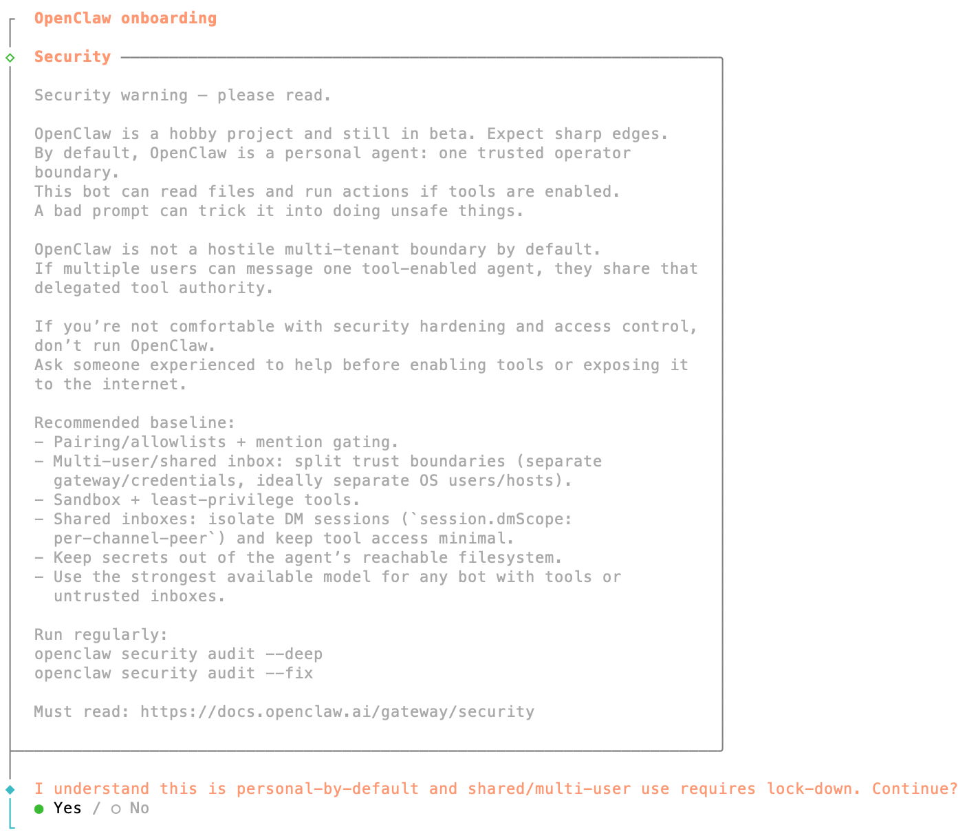 OpenClaw 弹出安全警告
